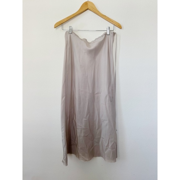 Beautiful People SILK CHARMEUSE Midi Skirt Pull On Cream XS - Picture 2 of 5